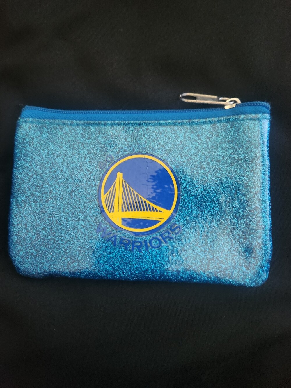 Golden State Warriors Blue Glitter Zipper Wallet